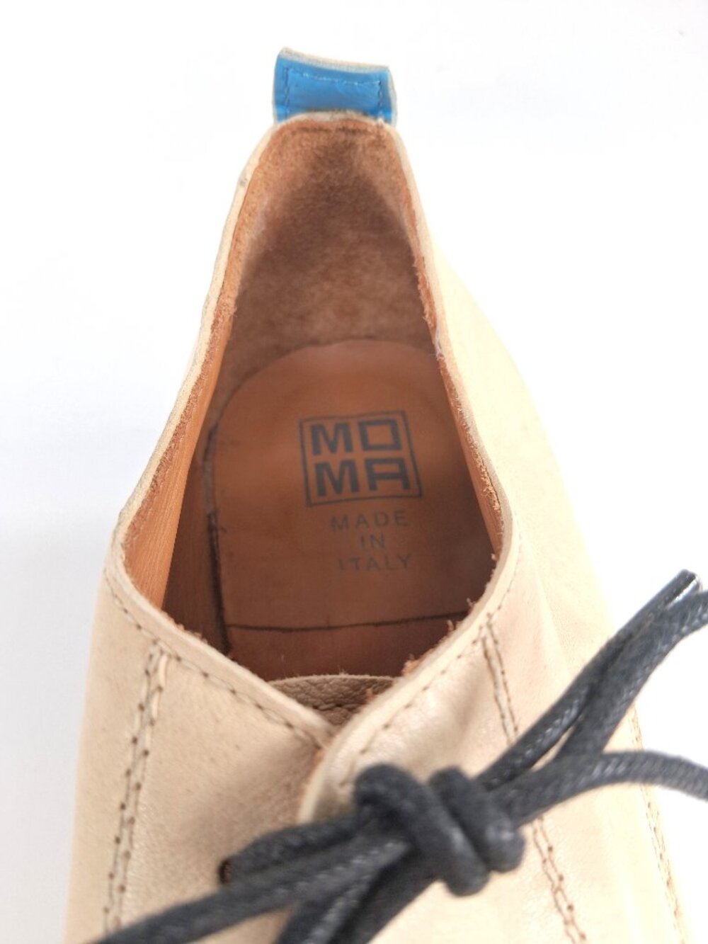 MOMA Cream Leather Derby Shoes Handmade Italy Leather Sole Lace Up SZ 37.5/7.5 - Picture 9 of 10